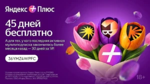 Подписка на Яндекс Плюс на 45 дней бесплатно