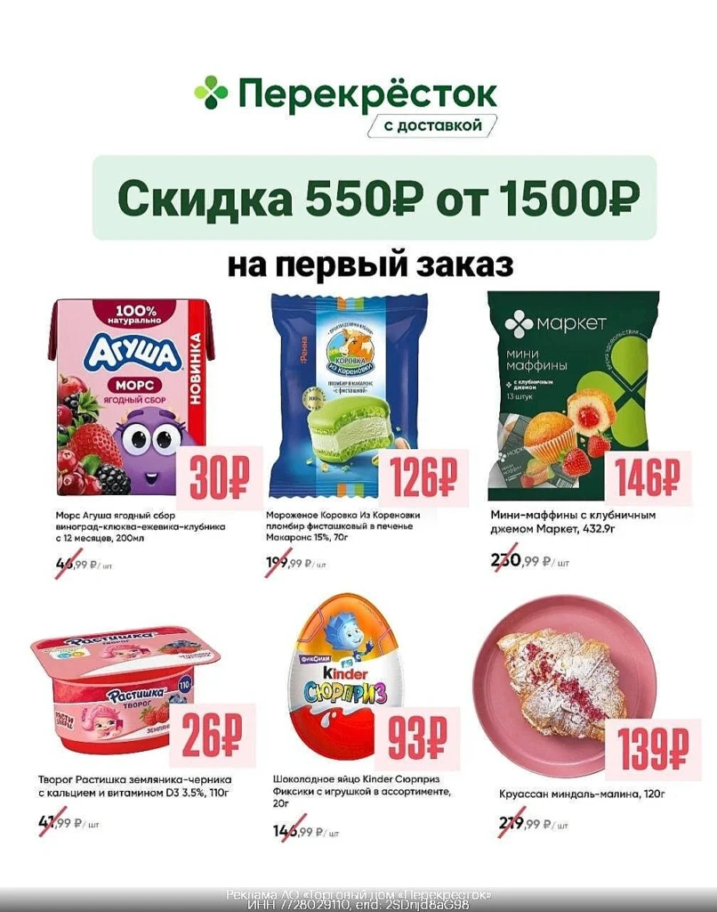 Промокод в Перекрёсток Доставка в моем боте