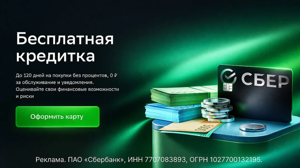 СБЕР: КРЕДИТНАЯ КАРТА 120 ДНЕЙ БЕЗ %