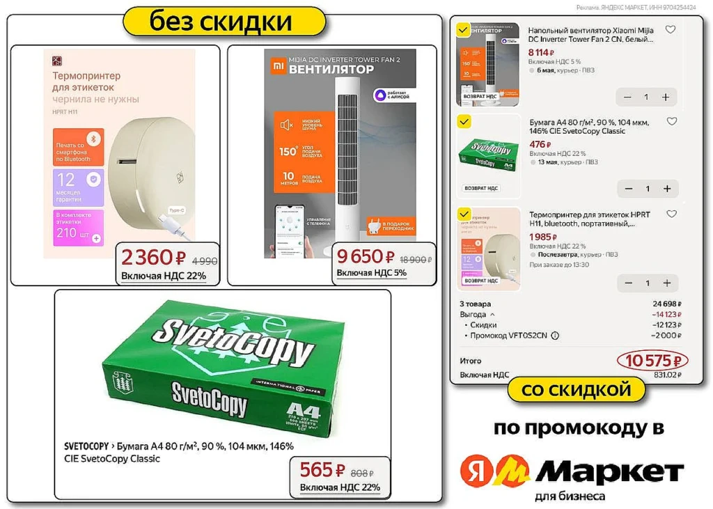 Скидка 20% в Яндекс Маркет для Бизнеса